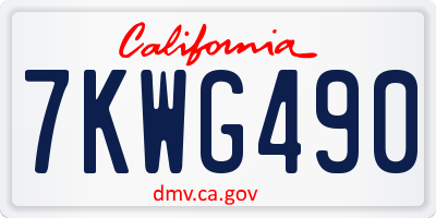 CA license plate 7KWG490