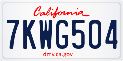 CA license plate 7KWG504