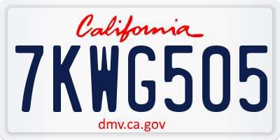 CA license plate 7KWG505