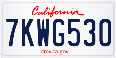 CA license plate 7KWG530