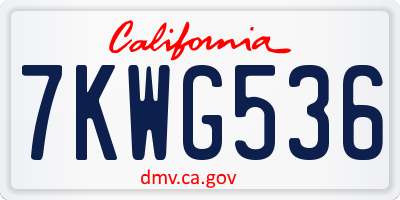 CA license plate 7KWG536