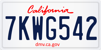 CA license plate 7KWG542