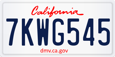 CA license plate 7KWG545