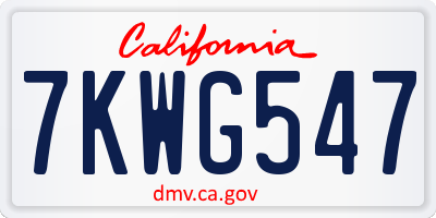 CA license plate 7KWG547