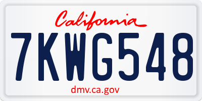 CA license plate 7KWG548