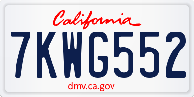 CA license plate 7KWG552