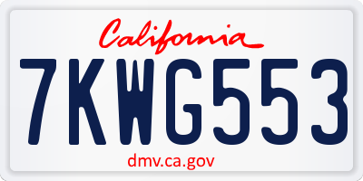 CA license plate 7KWG553