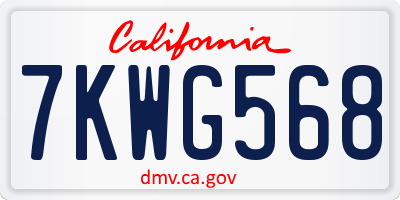 CA license plate 7KWG568