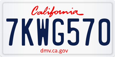 CA license plate 7KWG570