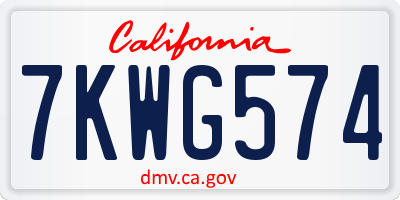 CA license plate 7KWG574