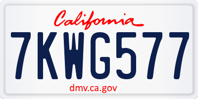 CA license plate 7KWG577