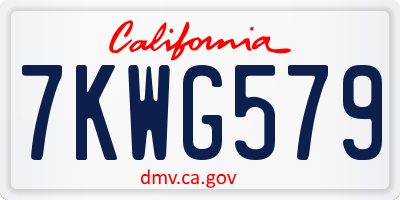 CA license plate 7KWG579