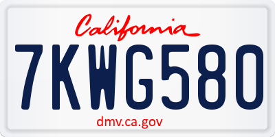 CA license plate 7KWG580