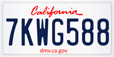 CA license plate 7KWG588