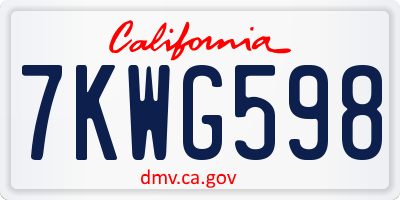 CA license plate 7KWG598