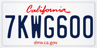 CA license plate 7KWG600