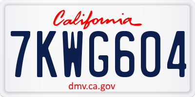 CA license plate 7KWG604