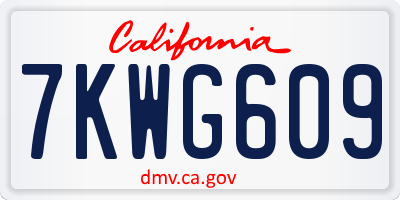 CA license plate 7KWG609