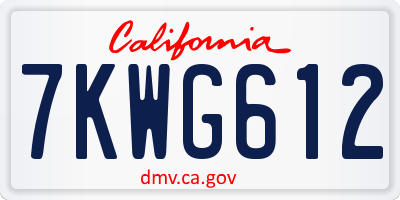 CA license plate 7KWG612