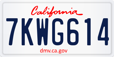 CA license plate 7KWG614