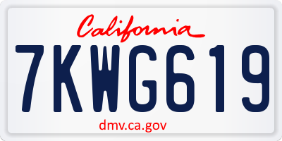 CA license plate 7KWG619