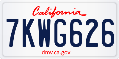 CA license plate 7KWG626
