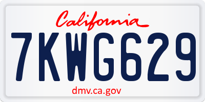 CA license plate 7KWG629