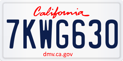 CA license plate 7KWG630