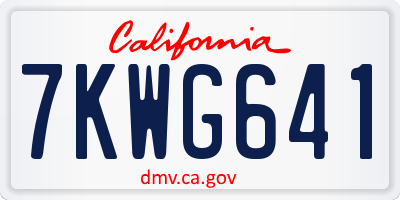 CA license plate 7KWG641