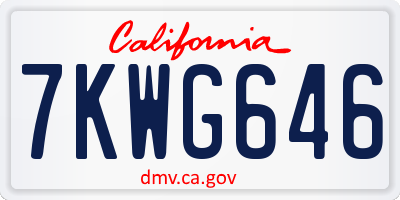 CA license plate 7KWG646