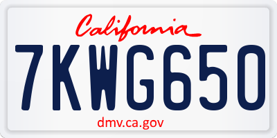 CA license plate 7KWG650