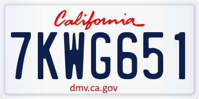 CA license plate 7KWG651