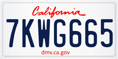 CA license plate 7KWG665