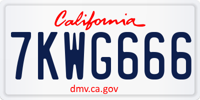 CA license plate 7KWG666