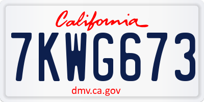 CA license plate 7KWG673