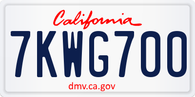 CA license plate 7KWG700