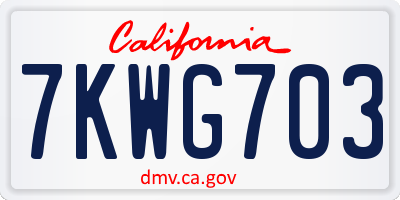 CA license plate 7KWG703