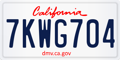 CA license plate 7KWG704