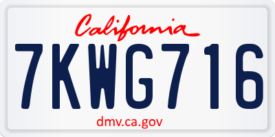 CA license plate 7KWG716