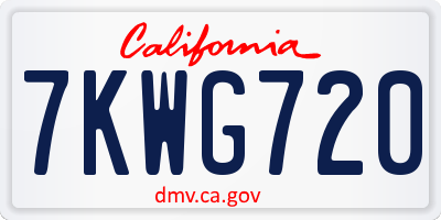 CA license plate 7KWG720