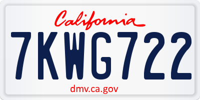 CA license plate 7KWG722