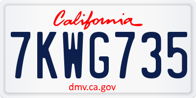 CA license plate 7KWG735