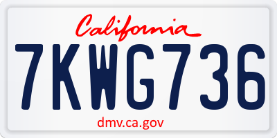 CA license plate 7KWG736