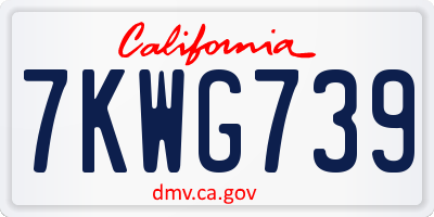 CA license plate 7KWG739