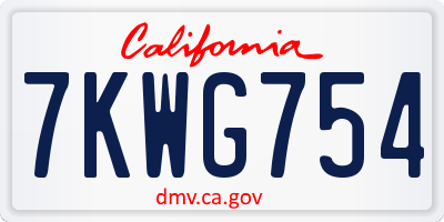 CA license plate 7KWG754