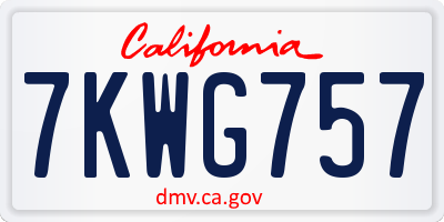 CA license plate 7KWG757
