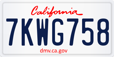 CA license plate 7KWG758