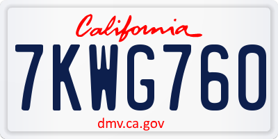 CA license plate 7KWG760