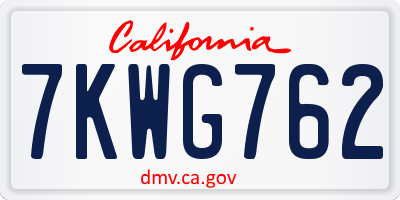 CA license plate 7KWG762