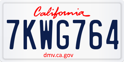 CA license plate 7KWG764